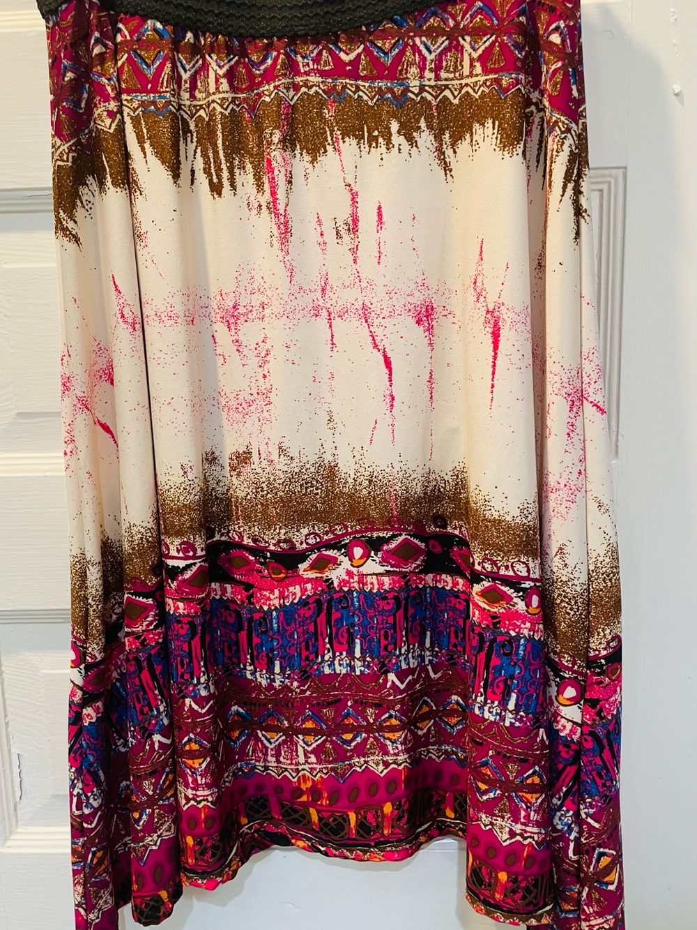 Boho Printed Midi Skirt, bold, Colorful, Large